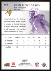 Erin Henderson Autographed 2008 Upper Deck Rookie Card #236 Minnesota Vikings SKU #260585