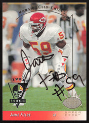 Jaime Fields Autographed 1993 Upper Deck SP Rookie Card #121 Kansas City Chiefs SKU #260604
