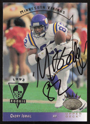 Qadry Ismail Autographed 1993 Upper Deck SP Rookie Card #158 Minnesota Vikings SKU #260608