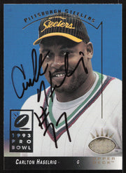 Carlton Haselrig Autographed 1993 Upper Deck SP Rookie Card #221 Pittsburgh Steelers SKU #260655