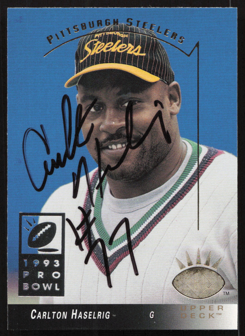 Carlton Haselrig Autographed 1993 Upper Deck SP Rookie Card #221 Pittsburgh Steelers SKU #260655
