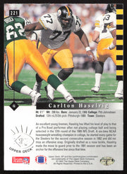 Carlton Haselrig Autographed 1993 Upper Deck SP Rookie Card #221 Pittsburgh Steelers SKU #260655