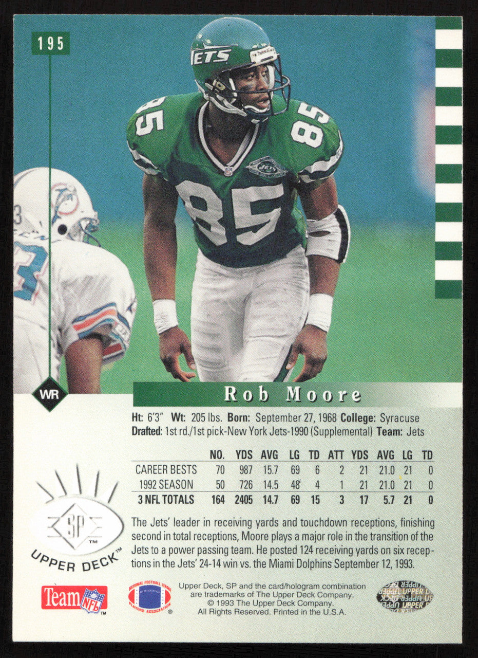 Rob Moore Autographed 1993 Upper Deck SP Card #195 New York Jets SKU #260661