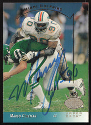 Marco Coleman Autographed 1993 Upper Deck SP Card #145 Miami Dolphins SKU #260668