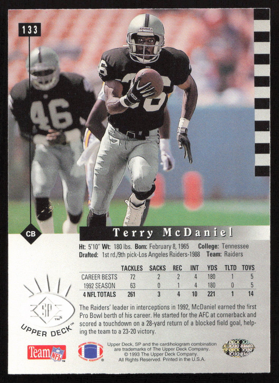 Terry McDaniel Autographed 1993 Upper Deck SP Card #133 Los Angeles Raiders SKU #260675