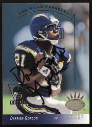 Darrien Gordon Autographed 1993 Upper Deck SP Rookie Card #228 San Diego Chargers SKU #260689