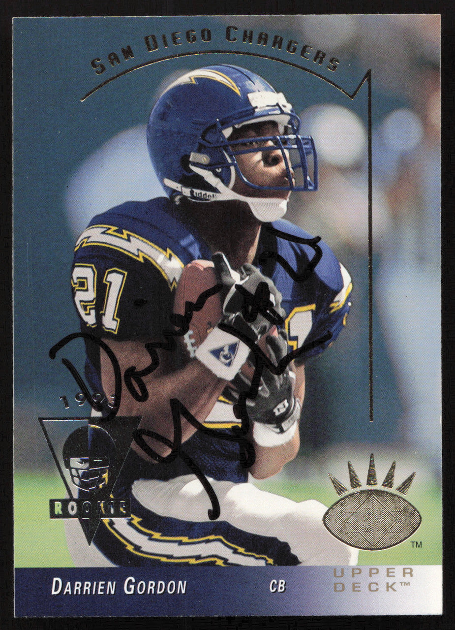 Darrien Gordon Autographed 1993 Upper Deck SP Rookie Card #228 San Diego Chargers SKU #260689