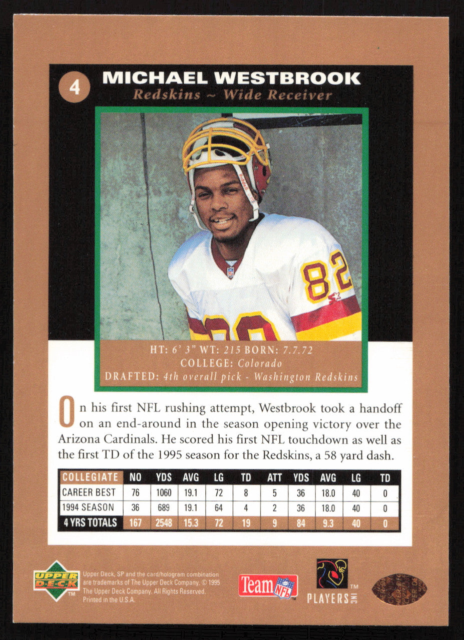 Michael Westbrook Autographed 1995 Upper Deck SP Rookie Card #4 Washington Redskins SKU #260709