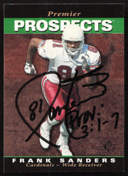 Frank Sanders Autographed 1995 Upper Deck SP Rookie Card #20 Arizona Cardinals SKU #260711