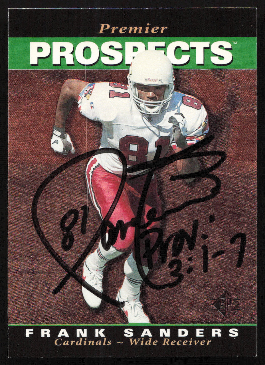 Frank Sanders Autographed 1995 Upper Deck SP Rookie Card #20 Arizona Cardinals SKU #260711