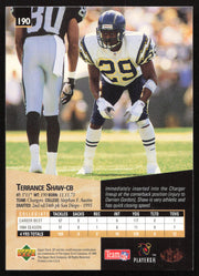 Terrance Shaw Autographed 1995 Upper Deck SP Card #190 San Diego Chargers SKU #260719