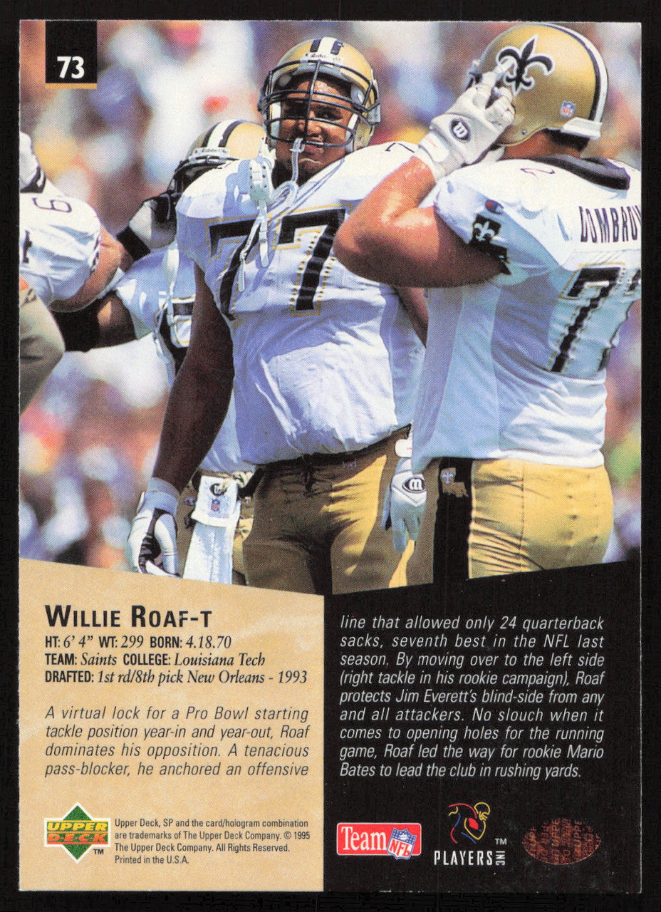 Willie Roaf Autographed 1995 Upper Deck SP Card #73 New Orleans Saints SKU #260724