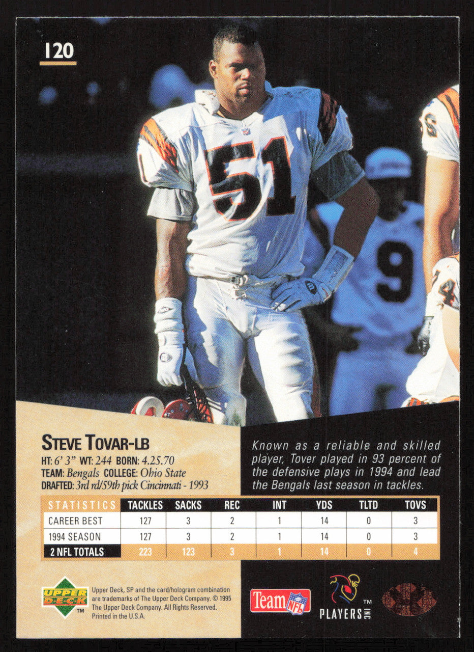 Steve Tovar Autographed 1995 Upper Deck SP Card #120 Cincinnati Bengals SKU #260732