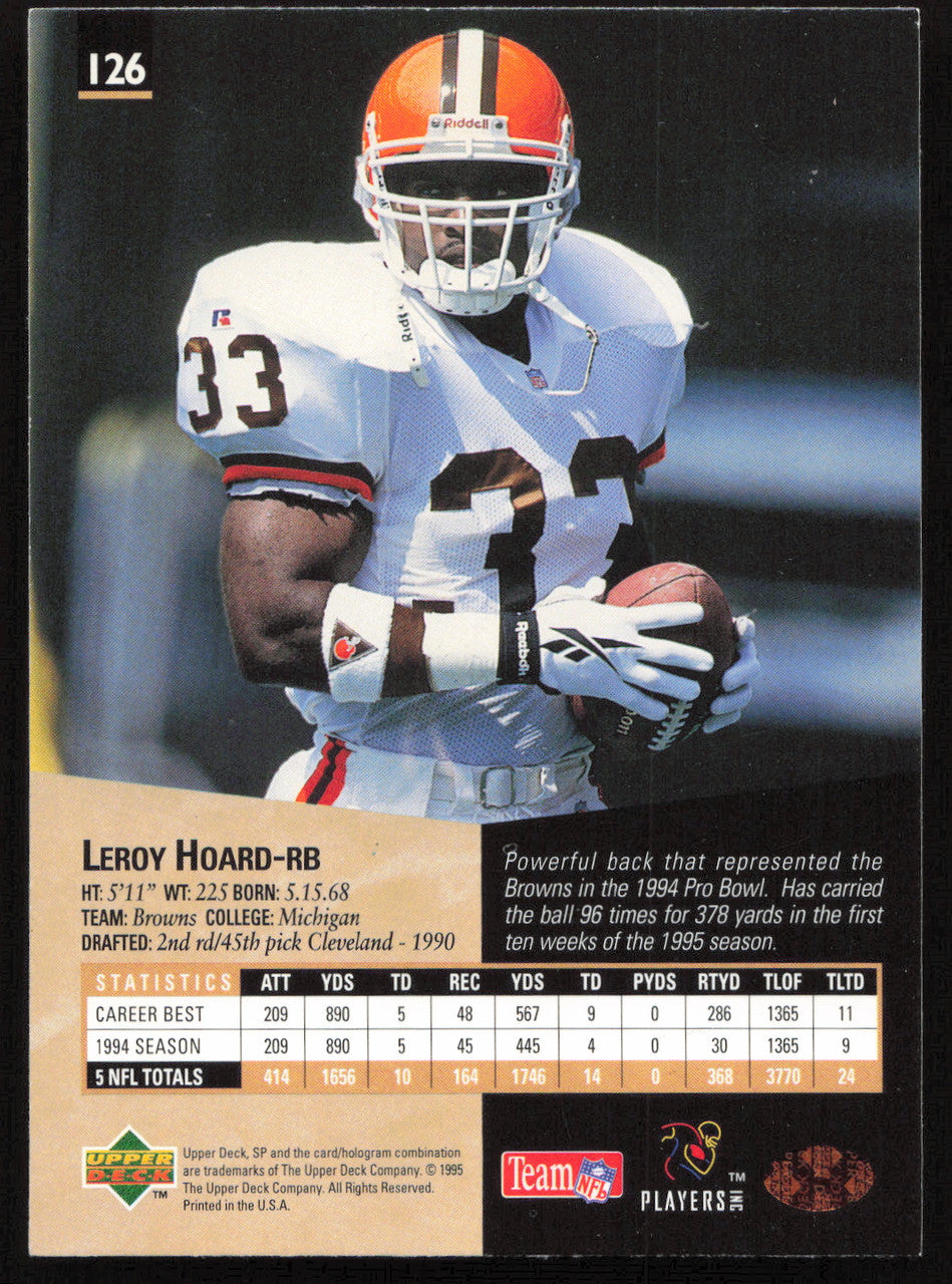 Leroy Hoard Autographed 1995 Upper Deck SP Card #126 Cleveland Browns SKU #260754