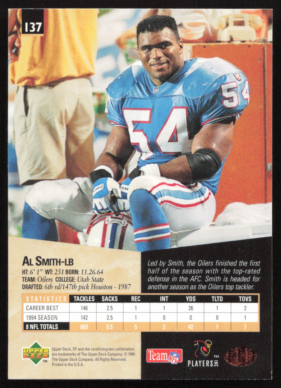 Al Smith Autographed 1995 Upper Deck SP Card #137 Houston Oilers SKU #260758