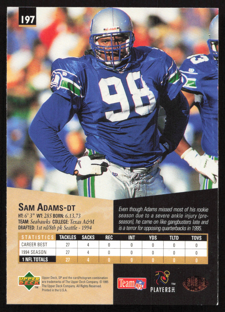 Sam Adams Autographed 1995 Upper Deck SP Card #197 Seattle Seahawks SKU #260766