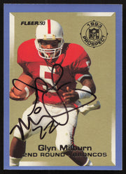 Glyn Milburn Autographed 1993 Fleer Prospect Rookie Card #27 Denver Broncos SKU #260770