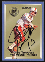Gino Torretta Autographed 1993 Fleer Prospect Rookie Card #25 Minnesota Vikings SKU #260772