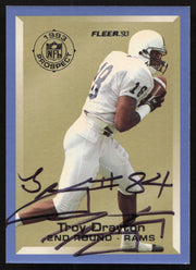 Troy Drayton Autographed 1993 Fleer Prospect Rookie Card #22 Los Angeles Rams SKU #260775