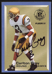 Carlton Gray Autographed 1993 Fleer Prospect Rookie Card #21 Seattle Seahawks SKU #260776