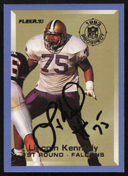 Lincoln Kennedy Autographed 1993 Fleer Prospect Rookie Card #6 Atlanta Falcons SKU #260781