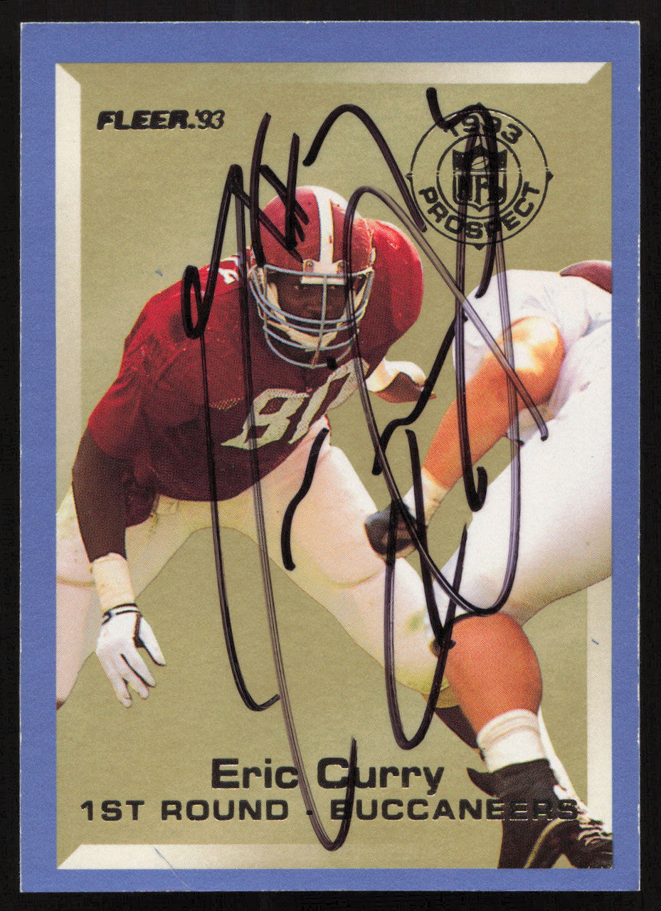 Eric Curry Autographed 1993 Fleer Prospect Rookie Card #4 Tampa Bay Buccaneers SKU #260783