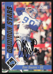Dan Owens Autographed 1992 Score '90s Gridiron Stars Card #26 Detroit Lions SKU #260789