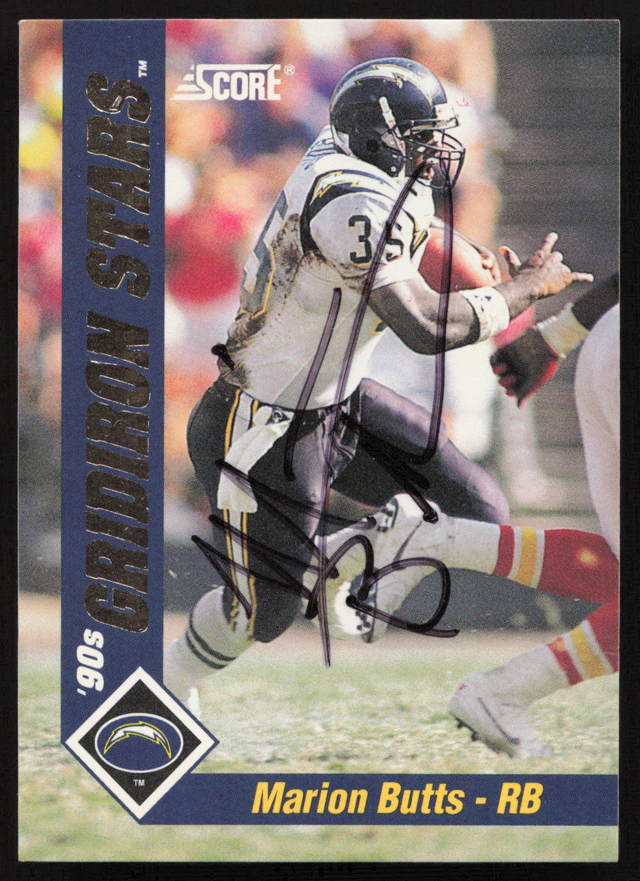 Marion Butts Autographed 1992 Score '90s Gridiron Stars Card #23 San Diego Chargers SKU #260790