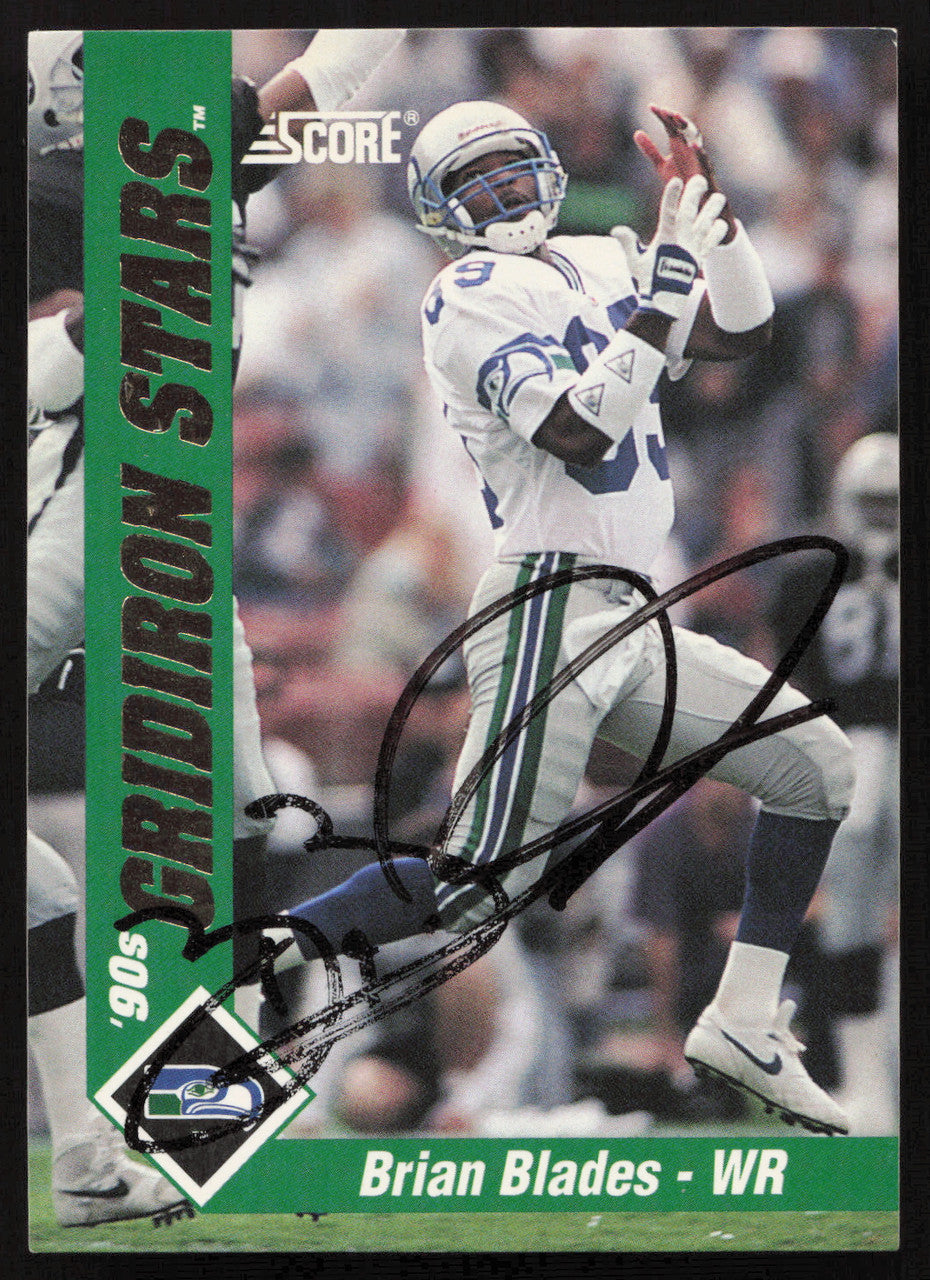 Brian Blades Autographed 1992 Score '90s Gridiron Stars Card #29 Seattle Seahawks SKU #260794