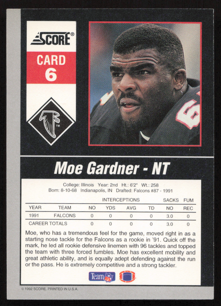 Moe Gardner Autographed 1992 Score '90s Gridiron Stars Card #6 Atlanta Falcons SKU #260797