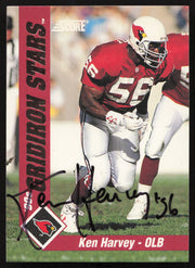Ken Harvey Autographed 1992 Score '90s Gridiron Stars Card #20 Arizona Cardinals SKU #260799