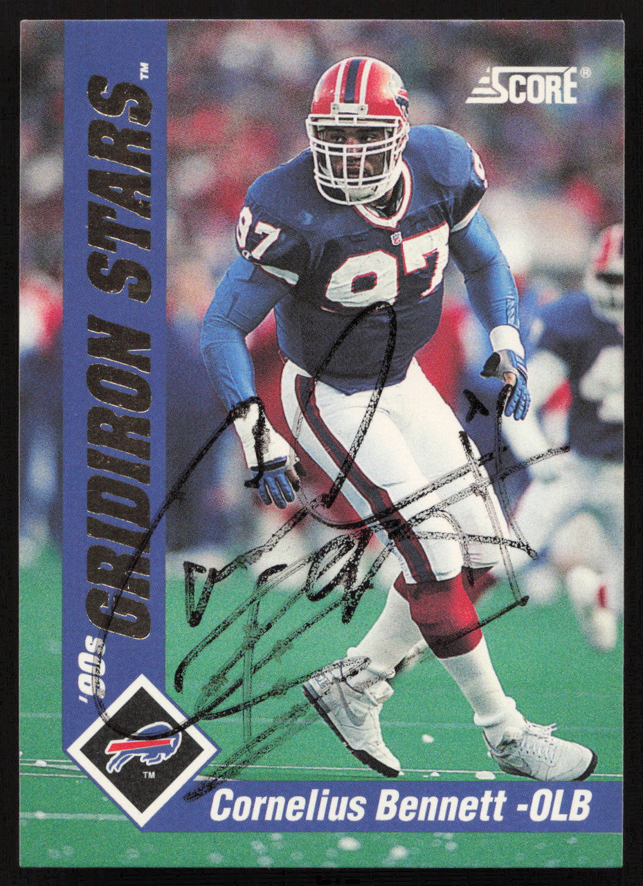 Cornelius Bennett Autographed 1992 Score '90s Gridiron Stars Card #34 Buffalo Bills SKU #260801