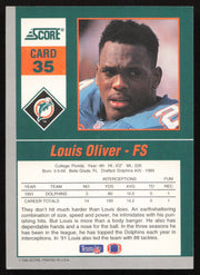 Louis Oliver Autographed 1992 Score '90s Gridiron Stars Card #35 Miami Dolphins SKU #260802