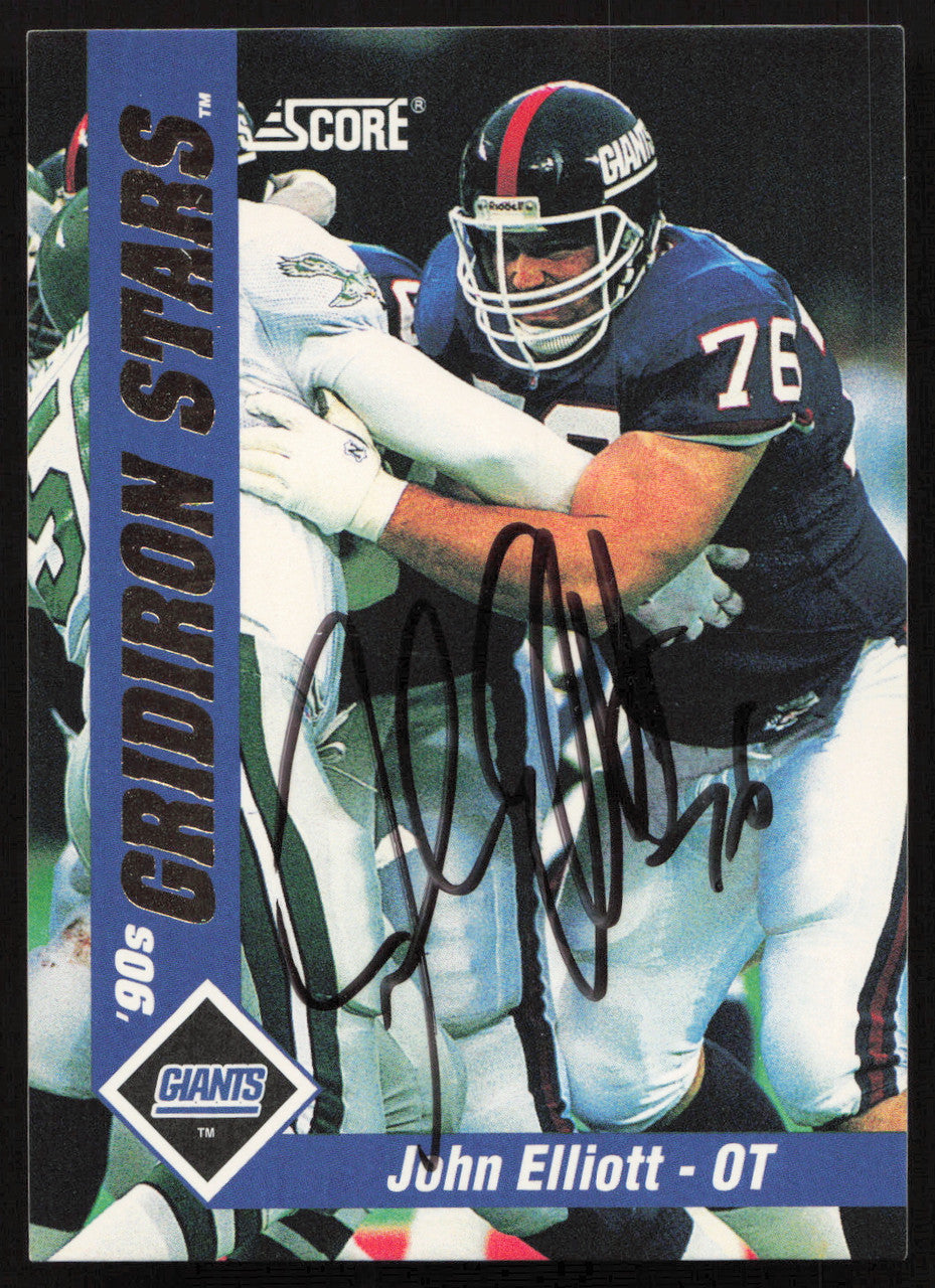 John Elliott Autographed 1992 Score '90s Gridiron Stars Card #43 New York Giants SKU #260803