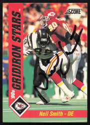 Neil Smith Autographed 1992 Score '90s Gridiron Stars Card #38 Kansas City Chiefs SKU #260805