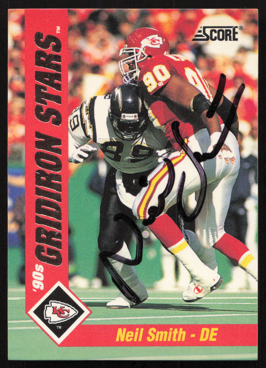 Neil Smith Autographed 1992 Score '90s Gridiron Stars Card #38 Kansas City Chiefs SKU #260805