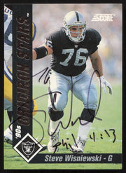 Steve Wisniewski Autographed 1992 Score '90s Gridiron Stars Card #37 Los Angeles Raiders SKU #260806