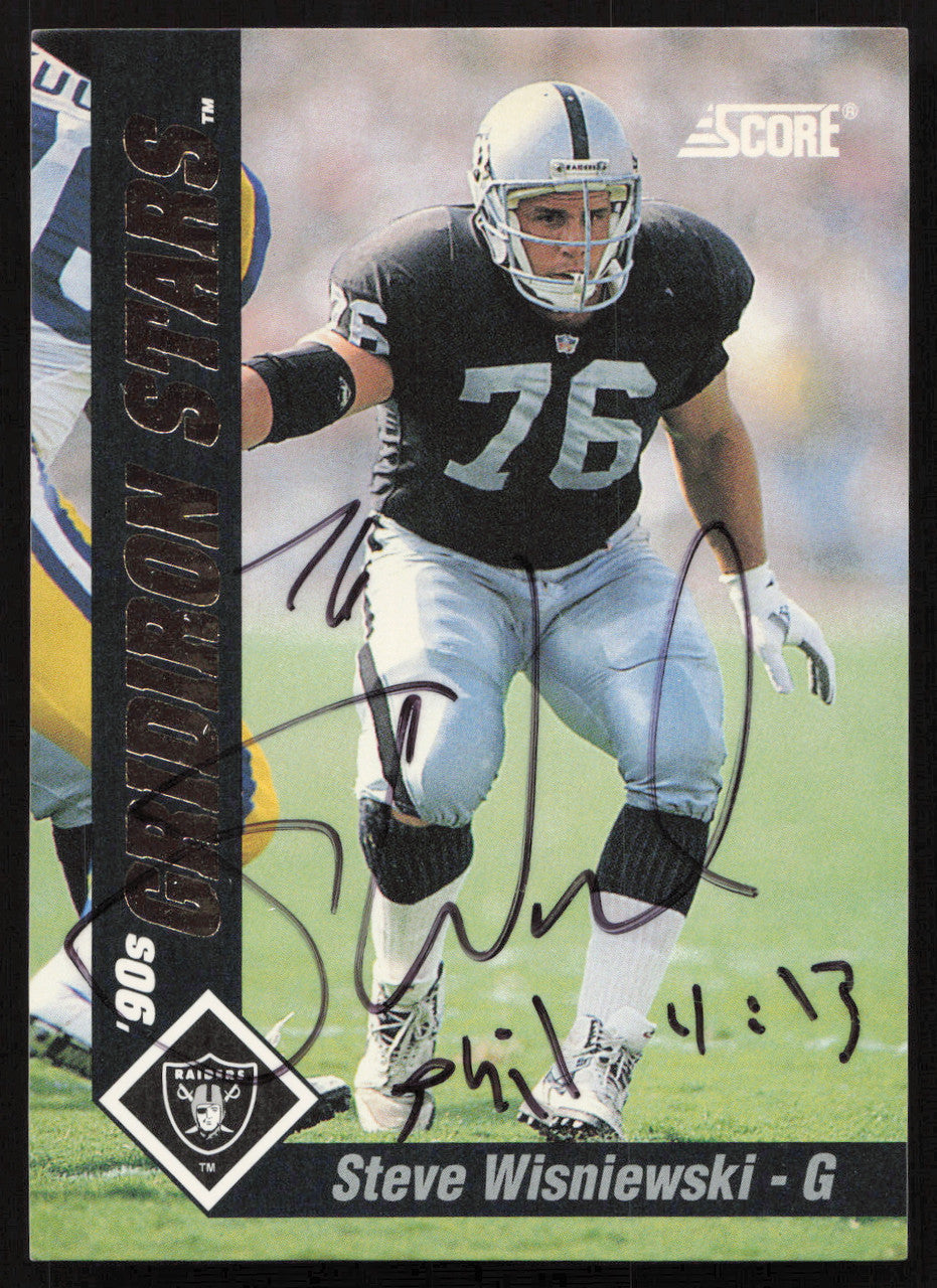 Steve Wisniewski Autographed 1992 Score '90s Gridiron Stars Card #37 Los Angeles Raiders SKU #260806