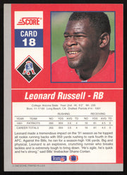 Leonard Russell Autographed 1992 Score '90s Gridiron Stars Card #18 New England Patriots SKU #260807