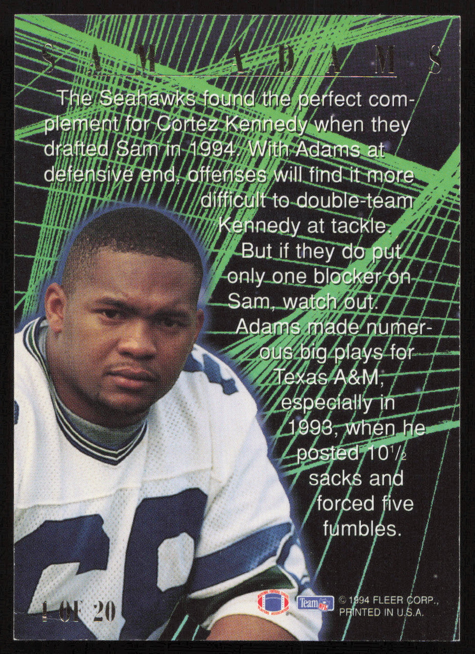 Sam Adams Autographed 1994 Fleer Ultra First Rounder Rookie Card #1 Seattle Seahawks SKU #260809