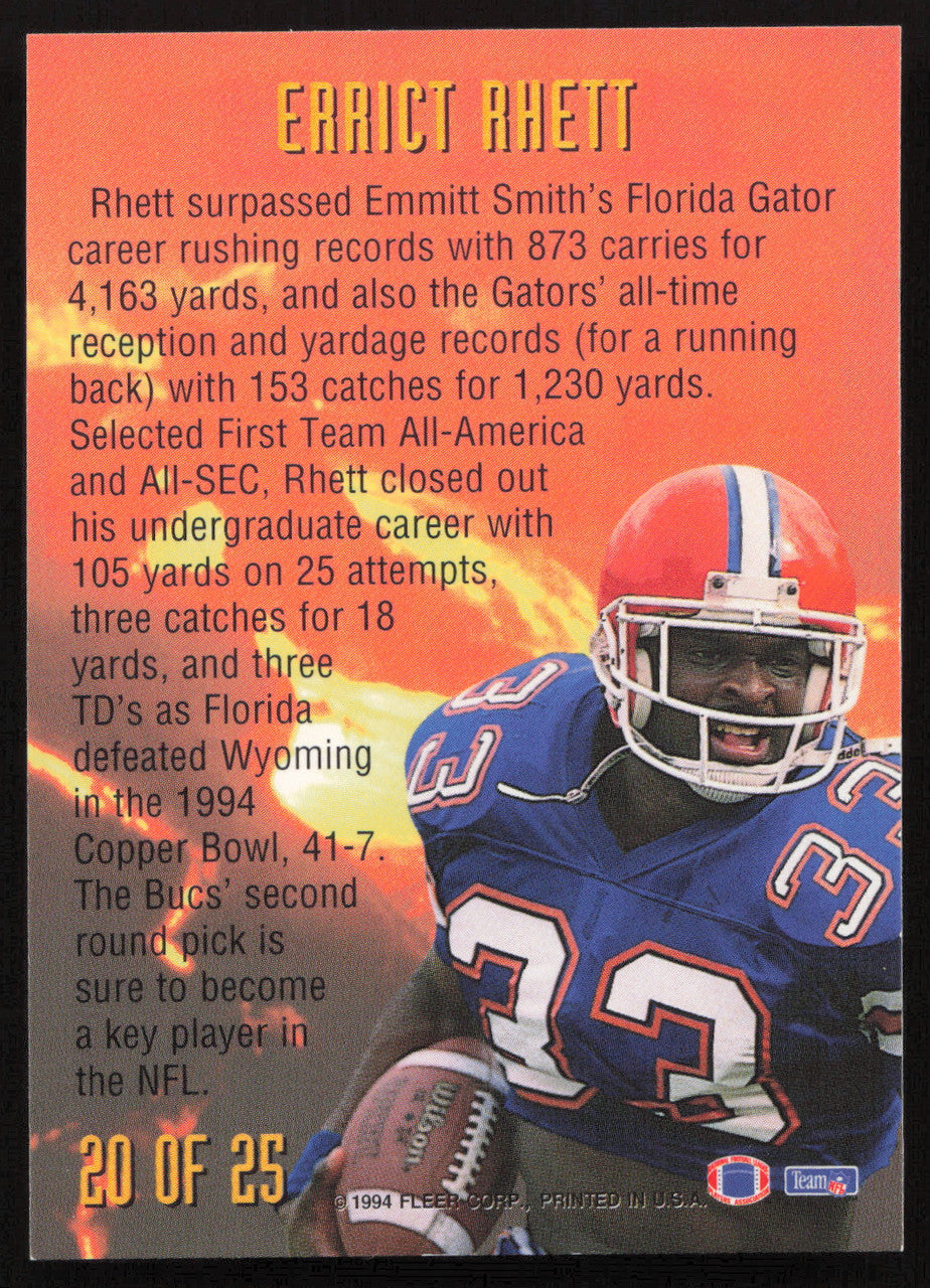 Errict Rhett Autographed 1994 Fleer NFL Prospects Rookie Card #20 Tampa Bay Buccaneers SKU #260811