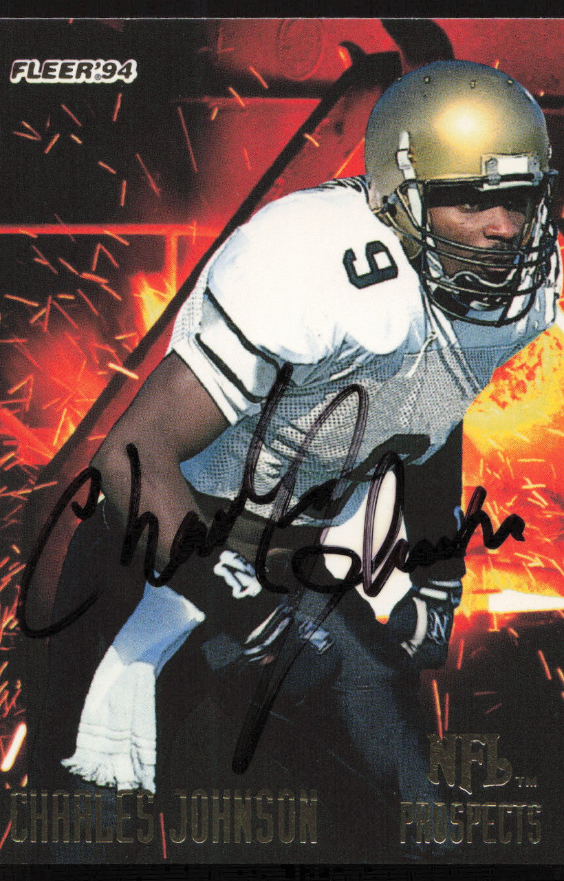Charles Johnson Autographed 1994 Fleer NFL Prospects Rookie Card #13 Pittsburgh Steelers SKU #260814
