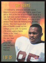 Sam Adams Autographed 1994 Fleer NFL Prospects Rookie Card #1 Seattle Seahawks SKU #260817