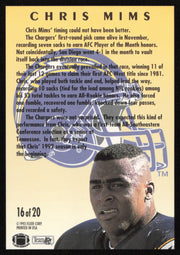 Chris Mims Autographed 1993 Fleer Rookie Sensations Card #16 San Diego Chargers SKU #260818