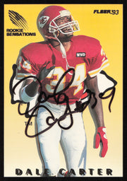 Dale Carter Autographed 1993 Fleer Rookie Sensations Card #1 Kansas City Chiefs SKU #260819
