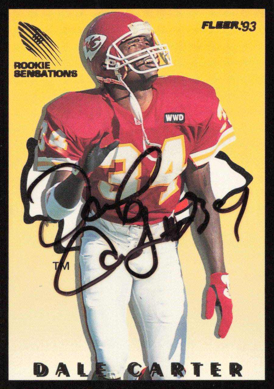 Dale Carter Autographed 1993 Fleer Rookie Sensations Card #1 Kansas City Chiefs SKU #260819