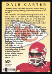 Dale Carter Autographed 1993 Fleer Rookie Sensations Card #1 Kansas City Chiefs SKU #260819