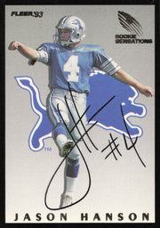 Jason Hanson Autographed 1993 Fleer Rookie Sensations Card #10 Detroit Lions SKU #260820