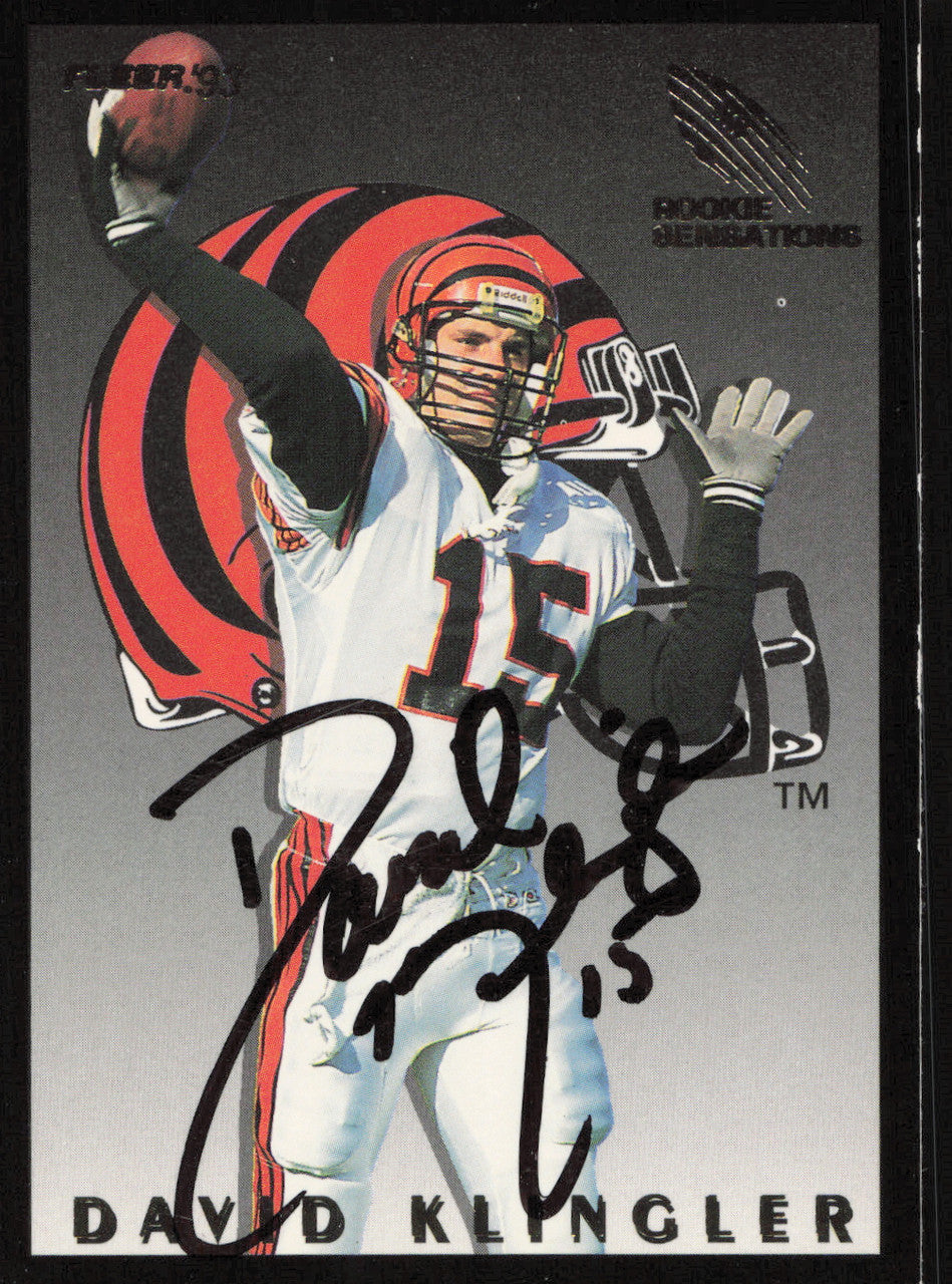 David Klingler Autographed 1993 Fleer Rookie Sensations Card #12 Cincinnati Bengals SKU #260821