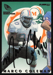 Marco Coleman Autographed 1993 Fleer Rookie Sensations Card #3 Miami Dolphins SKU #260824